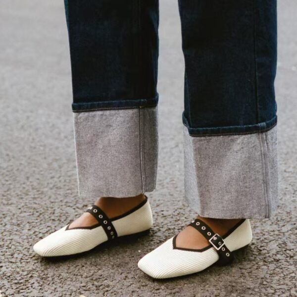 Black White Strap Flats Black White Strap Flats