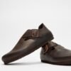 Oem Retro Brown Leather Clogs - Minimalist Footwear with Arch Support