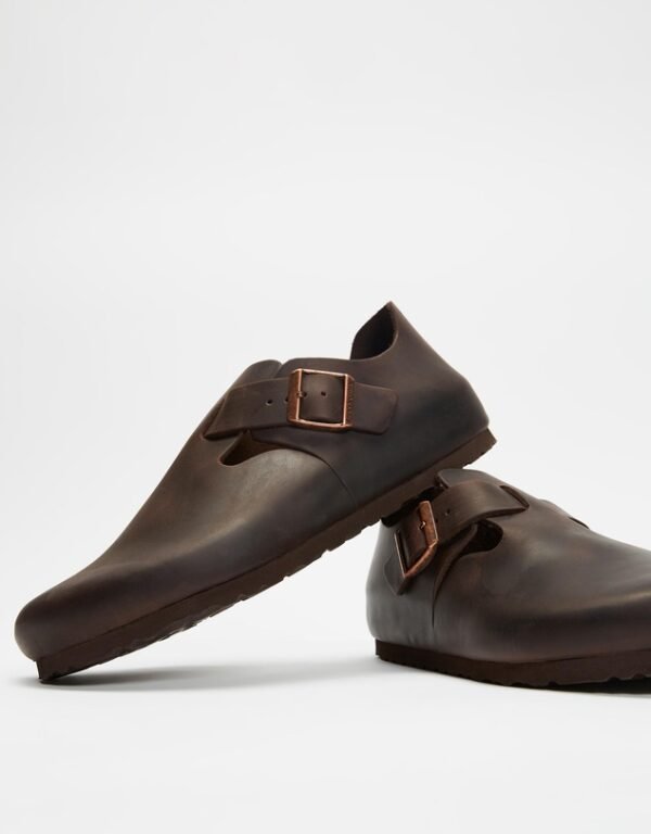Oem Retro Brown Leather Clogs - Minimalist Footwear with Arch Support