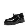 Custom Embroidery Black Platform Mary Jane Shoe
