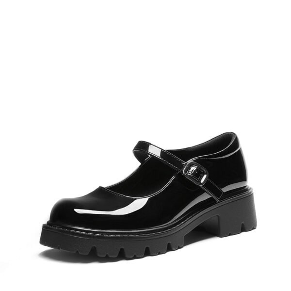 Custom Embroidery Black Platform Mary Jane Shoe