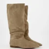 Personalized Logo Casual Slouch Boot in Tan Suede