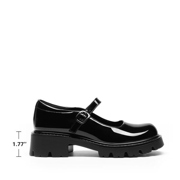 Custom Embroidery Black Platform Mary Jane Shoe