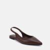 Custom Logo Brown Leather Pointed Toe Slingback Flat Custom Logo Brown Leather Pointed Toe Slingback Flat