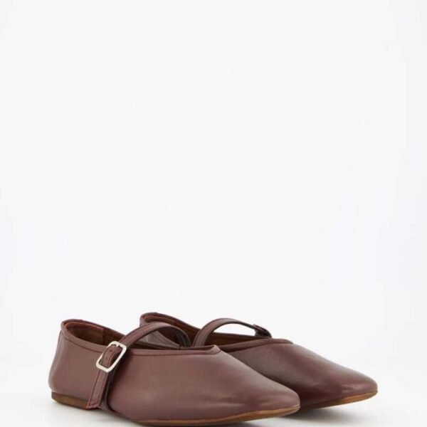 Custom Logo Burgundy Leather Mary Jane Flat(1) Custom Mary Jane Co. Custom Logo Burgundy Leather Mary Jane Flat