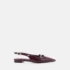Custom Logo Burgundy Patent Pointed Toe Slingback Flat