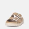 OEM Women's Tan Suede Double Buckle Platform Slide Sandals with Stitch Detail