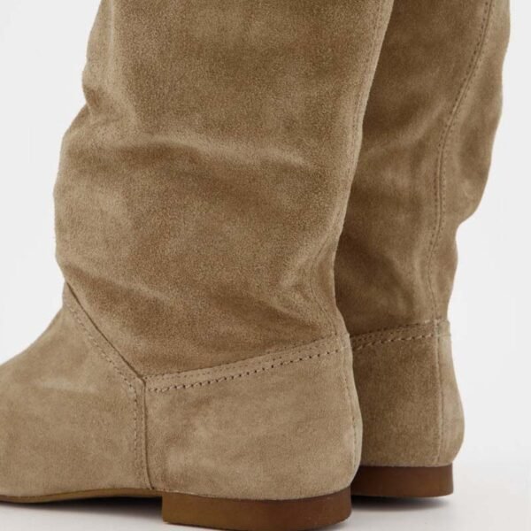 Personalized Logo Casual Slouch Boot in Tan Suede