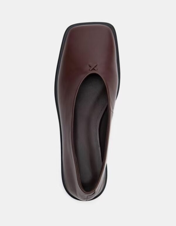 Custom Logo Premium Leather Slip-On Square Toe Flats Custom Logo Soft Leather Square Toe Flat Shoes
