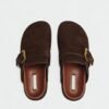 Custom Logo Suede Backless Loafers Custom Soft Suede Upper Mules