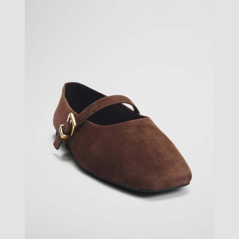 Custom Logo Suede Mary Jane Flats