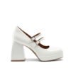 Custom Logo White Patent Double Strap Platform Mary Jane Heel