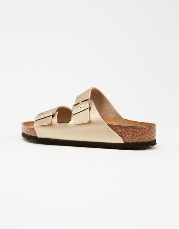 Custom Metallic Gold Double Strap Platform Slides