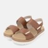 OEM Retro Brown Leather Platform Sandals Women's Espadrille Trim Wedge Sandals