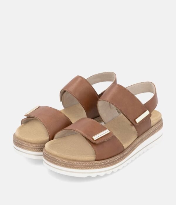 OEM Retro Brown Leather Platform Sandals Women's Espadrille Trim Wedge Sandals