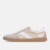 Custom Women's Metallic Beige Trainers Suede Leather Retro Sneakers Wholesale Beige Metallic Suede Sneakers