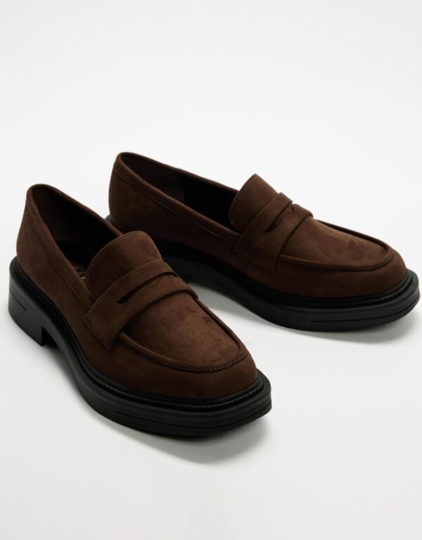OEM Soft Suede Chunky Loafers with Thick Sole for All-Day Comfort