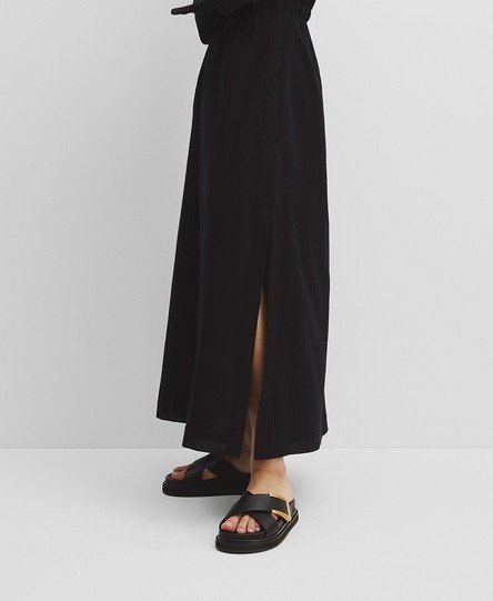 Black Leather Slide Sandals