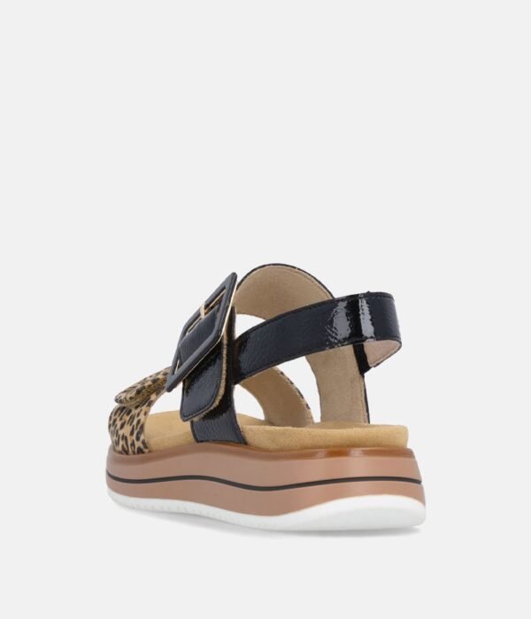 Leopard Print & Black Patent Flatform Sandals Adjustable Buckle Strap Sandals for Women Leopard Print & Black Patent Flatform Sandals Adjustable Buckle Strap Sandals for Women