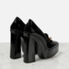Custom Logo Black Patent Chain Platform Loafer Heel