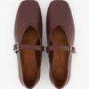 Minimalist Custom Branded Mary Jane Ballet Flat(1) Custom Mary Jane Co. Custom Logo Burgundy Leather Mary Jane Flat