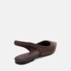 Minimalist Custom Branded Pointed Slingback Flat Custom Logo Brown Leather Pointed Toe Slingback Flat
