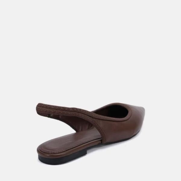 Minimalist Custom Branded Pointed Slingback Flat Custom Logo Brown Leather Pointed Toe Slingback Flat