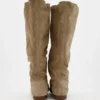 Personalized Logo Casual Slouch Boot in Tan Suede