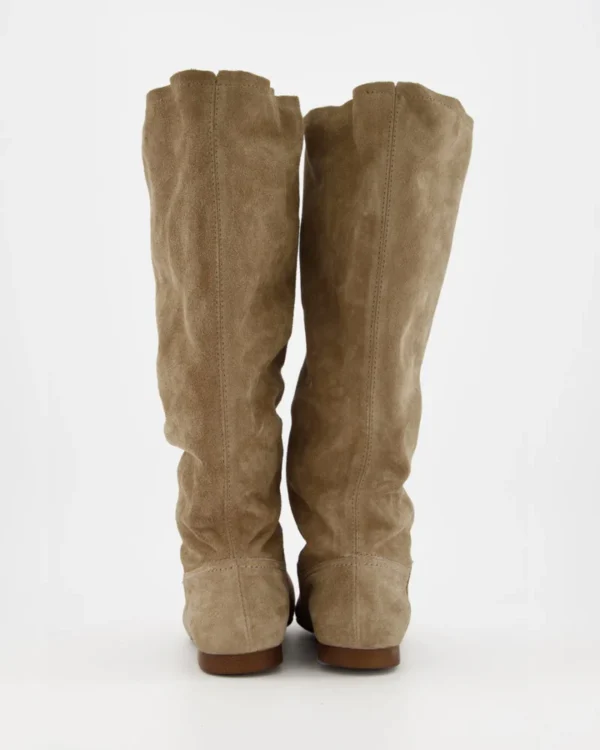 Personalized Logo Casual Slouch Boot in Tan Suede