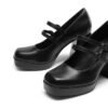 Custom Logo Black Patent Double Strap Platform Mary Jane Heel