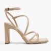 Nude Square Toe Block Heel Sandals