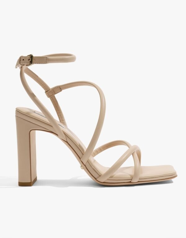 Nude Square Toe Block Heel Sandals