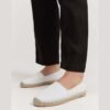 White Leather Espadrille Flats