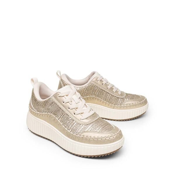 OEM Metallic Gold Woven Platform Women's Gold Woven Platform Sneakers