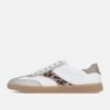 OEM Metallic Silver & White Leather Sneakers Women's Leopard Accent Casual Footwear OEM Metallic Silver & White Leather Sneakers Women's Leopard Accent Casual Footwear