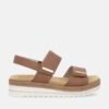 OEM Retro Brown Leather Platform Sandals Women's Espadrille Trim Wedge Sandals