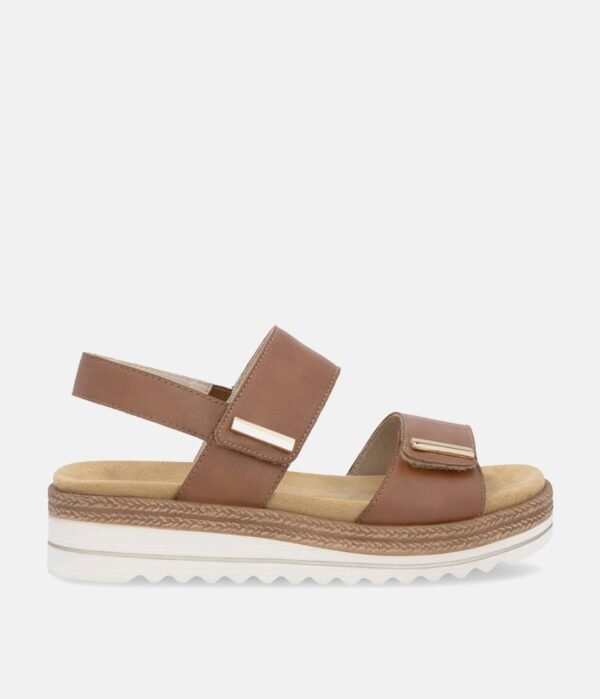 OEM Retro Brown Leather Platform Sandals Women's Espadrille Trim Wedge Sandals