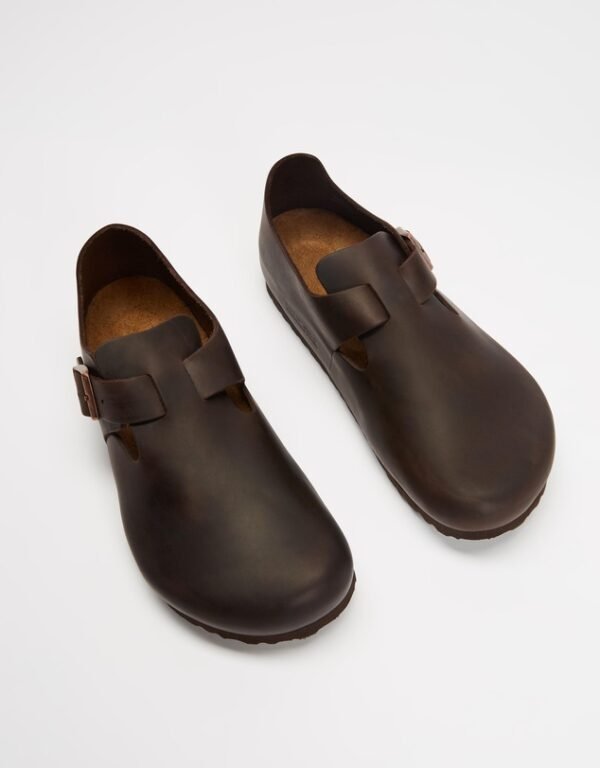 Oem Retro Brown Leather Clogs - Minimalist Footwear with Arch Support