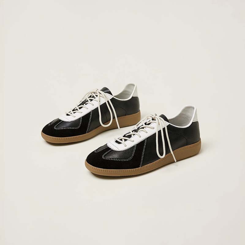 OEM Vintage Black White Leather Sneakers