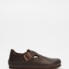 Oem Retro Brown Leather Clogs - Minimalist Footwear with Arch Support