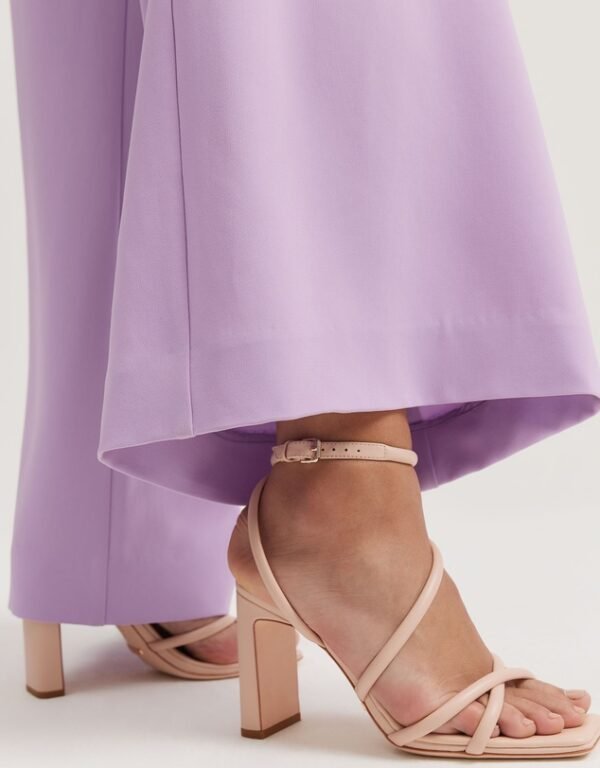 Nude Square Toe Block Heel Sandals