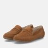 Oem Women's Tan Suede Penny Loafers - Comfort Driving Moccasins OEM Slip-On Suede Moccasins - Breathable Insole for All-Day Comfort