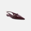 Custom Logo Burgundy Patent Pointed Toe Slingback Flat