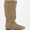Personalized Logo Casual Slouch Boot in Tan Suede