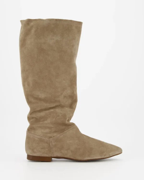 Personalized Logo Casual Slouch Boot in Tan Suede