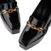 Custom Logo Black Patent Chain Platform Loafer Heel