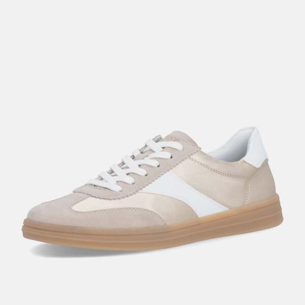 Private Lable Low Top Lace Up Casual Shoes with Gum Sole Wholesale Beige Metallic Suede Sneakers