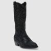 Women's Rhinestone Embellished Western Cowboy Boots - Mid Calf Sparkly Cowgirl Boots