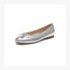 Shiny Silver Cap-Toe Ballet Flats with Bow Shiny Silver Cap-Toe Ballet Flats with Bow