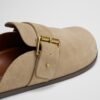 Square Toe Backless Loafers Suede Buckle Mules